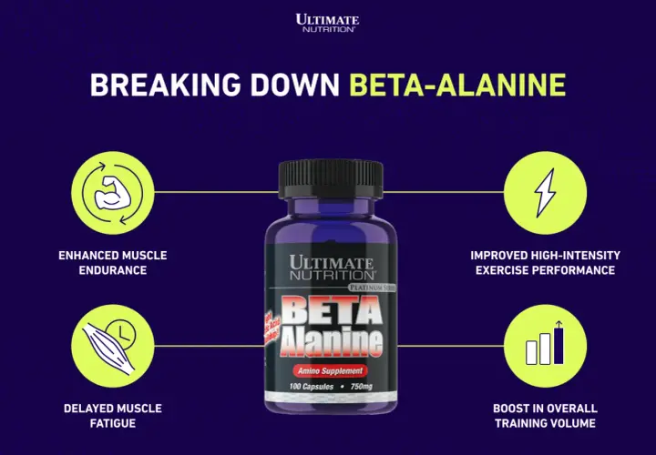 Beta Alanin effekt: ökad muskeluthållighet, förbättrad prestation vid högintensiv träning, fördröjd muskeltrötthet och ökad träningsvolym.