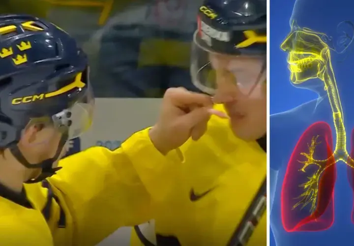 Ishockey spelare använder luktsalt. Det kan vara farligt för lungorna.