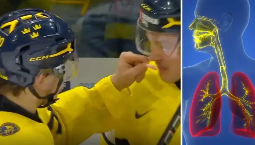 Ishockey spelare använder luktsalt. Det kan vara farligt för lungorna.
