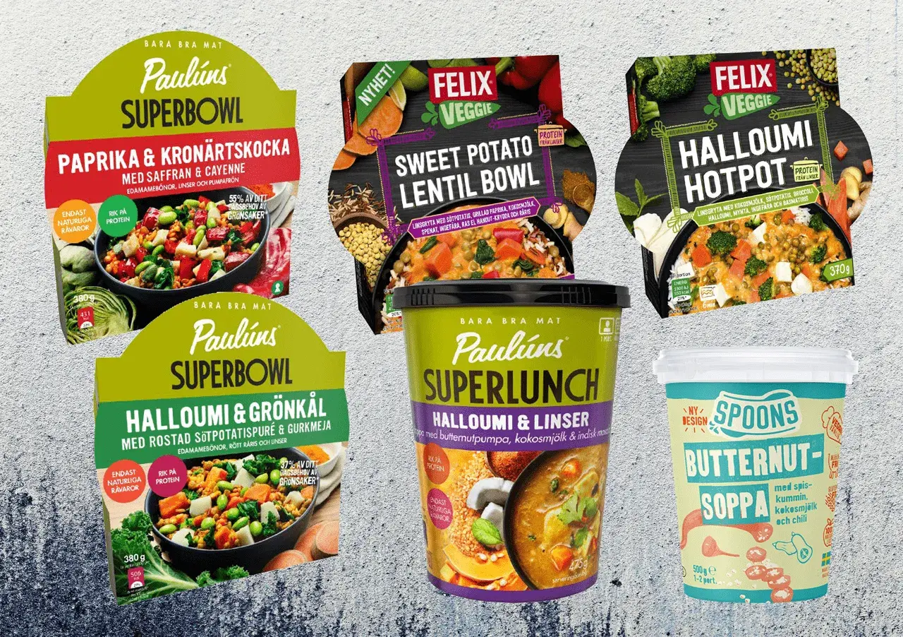 Här är en samling av färdiga måltider som erbjuder bra frysmat. Paulúns Superbowl med paprika och kronärtskocka, Halloumi & grönkål, samt Superlunch med halloumi & linser. Felix Veggie har Sweet Potato Lentil Bowl och Halloumi Hotpot. Spoons Butternut-...